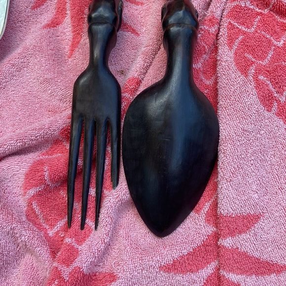 Tribal Wooden spoon and fork Vintage A16 - Picture 4 of 9